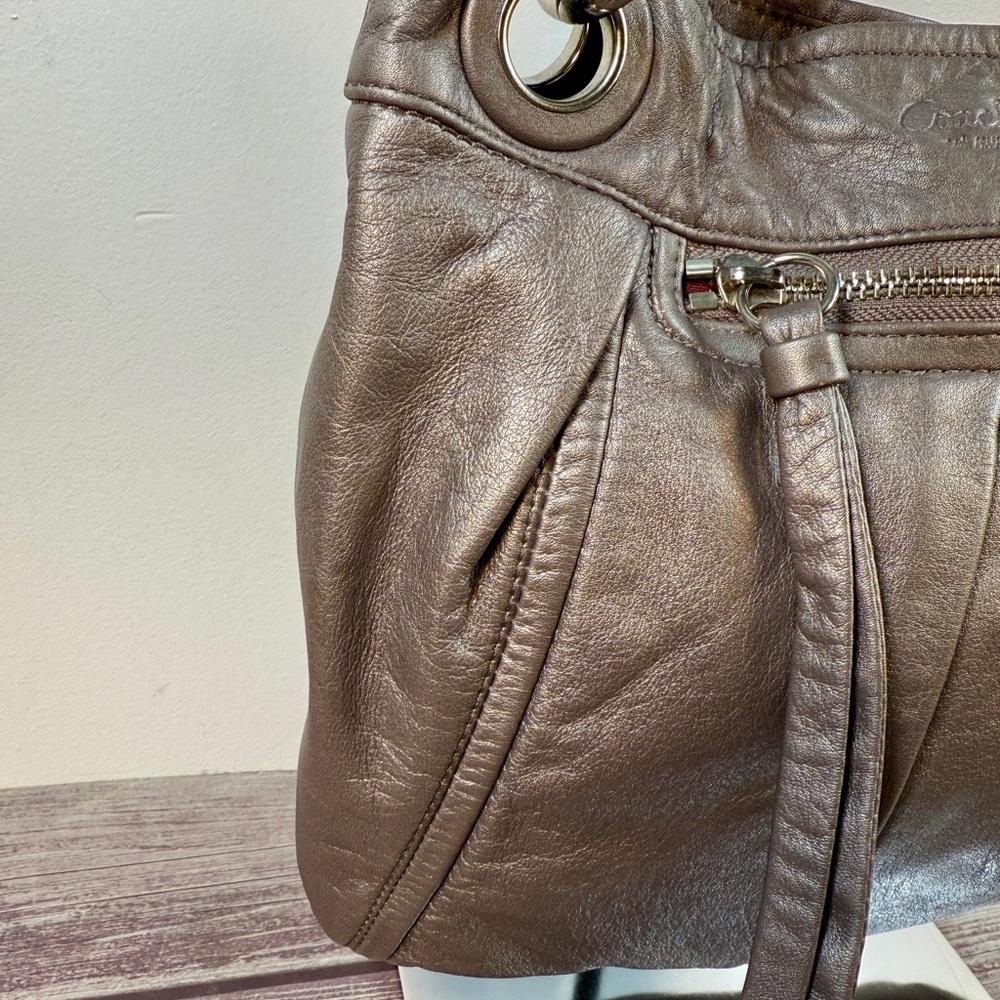 COACH Parker Hippie Gray Leather Shoulder Bag Purse F13416 Medium Pleated - Picture 12 of 14